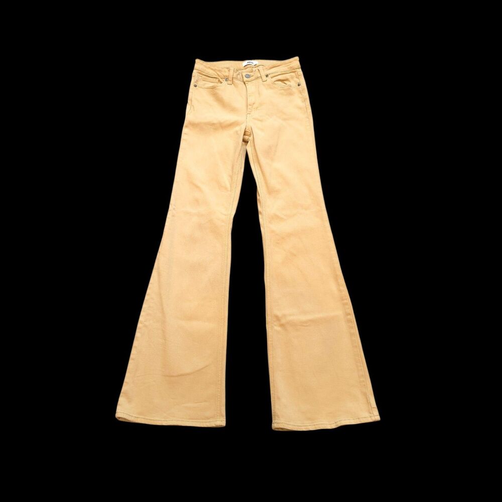 JBD Women's Dark Khaki Twill Flare Pants Size 28 GUC Stretch High Rise